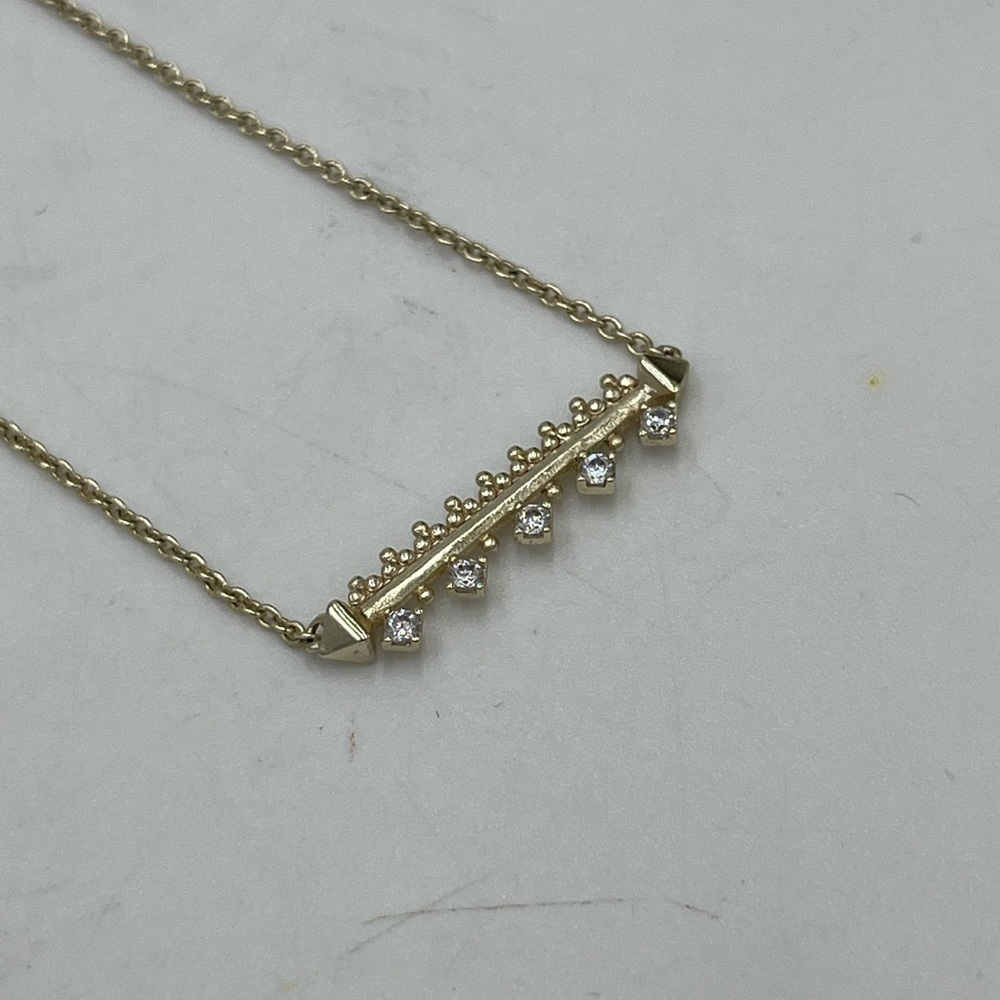 Kendra Scott Gold Plated Anissa Bar Pendant‎ Cubic Zirconia Regal Necklace - Picture 9 of 13